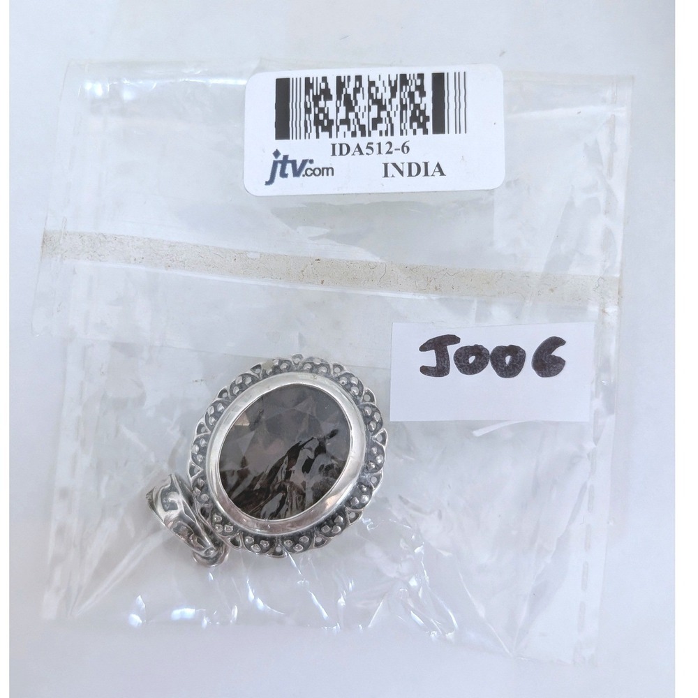 JTV Sterling‎ Silver Smoky Quartz Oval Pendant Necklace Charm 925 India - Picture 5 of 5